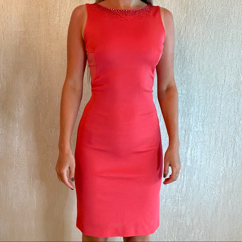 VDP midi coral dress w/ Swarovski